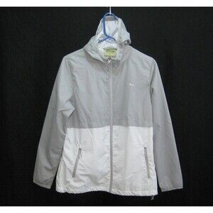 RUSTIC RIDGE Women's Medium Gray Full Zip Hooded Raincoat Jacket Windbreaker